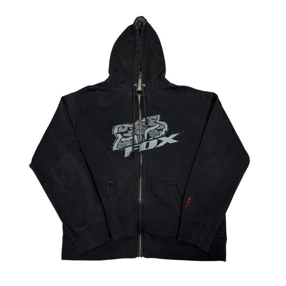 Vintage Fox Racing Full Zip Hoodie Men's Large Y2K Grunge - Picture 2 of 12